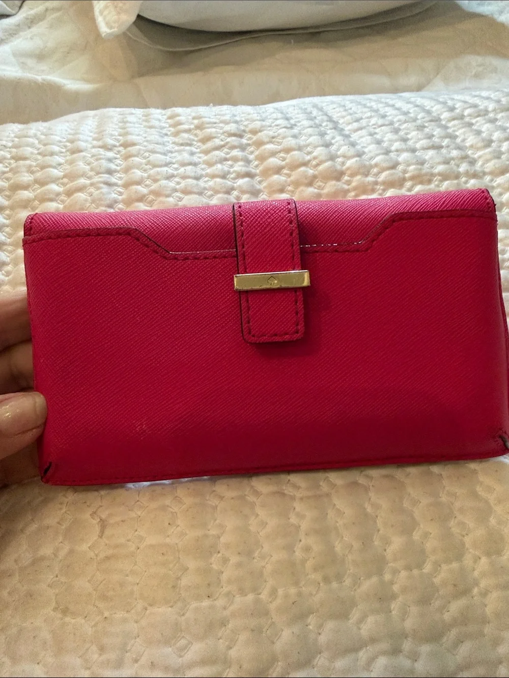 kate spade Hot Pink Saffiano Leather Trifold Wallet